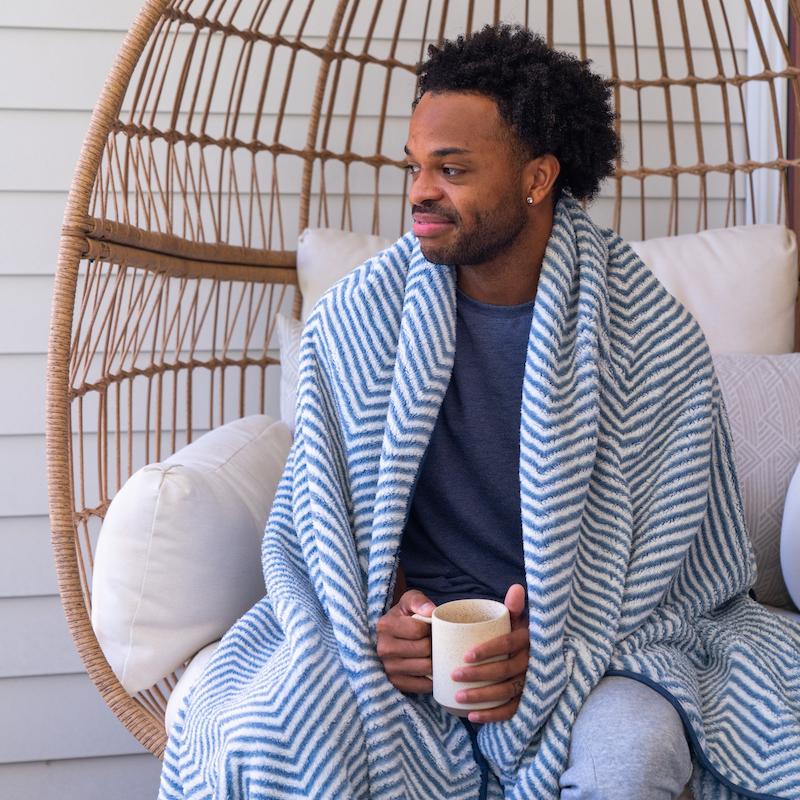 Sherpa Fleece Blanket - Herringbone
